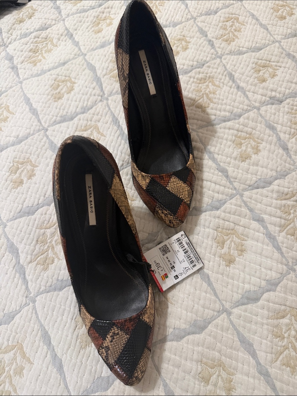 Zara Multi-Color Snakeskin Pointed-Toe Pumps - Picture 2 of 4